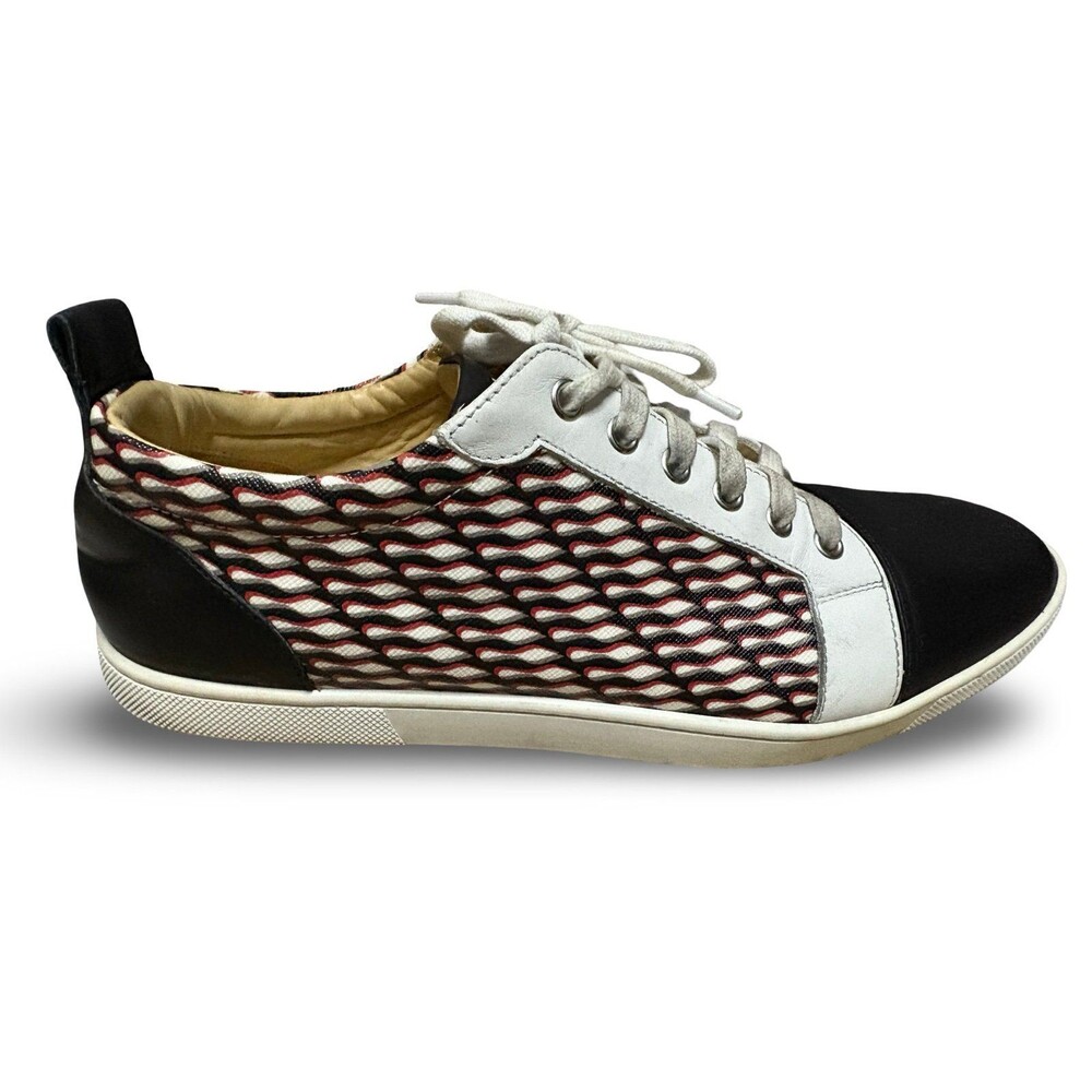 Christian Louboutin Men’s Tricolor Leather and Canvas Low Top Sneaker Size US 9